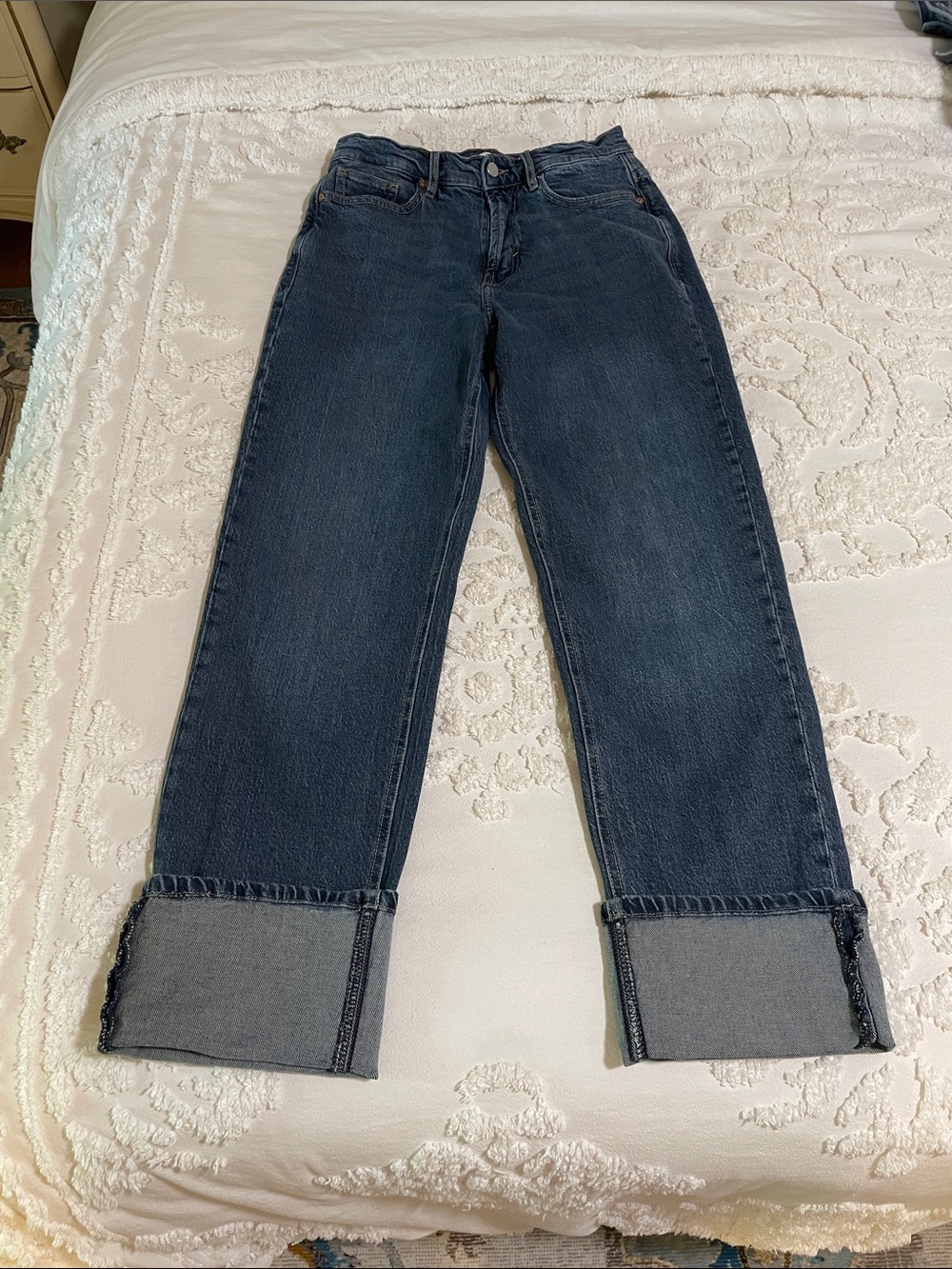 Habitual Dark Wash Straight-Leg Women's Jeans Wide Cuff
